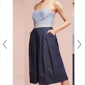 Anthropologie Greylin Nina Pleated Culotte Strapless Jumpsuit.